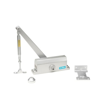 Global Door Controls Light Duty Commercial Grade 3 Door Closer with Parallel Arm Bracket in Aluminum - Size 2 TC302-PA-AL